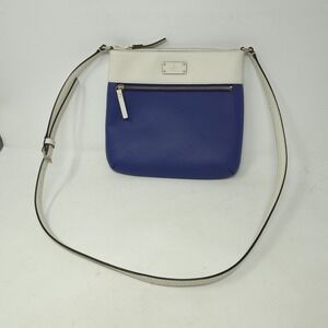 Kate Spade Blue Cream Leather Crossbody Bag Colorblock Zip Top Pouch PXRU4829